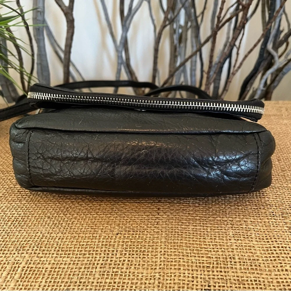 margot Black Pebbled Leather Crossbody Bag with Flap